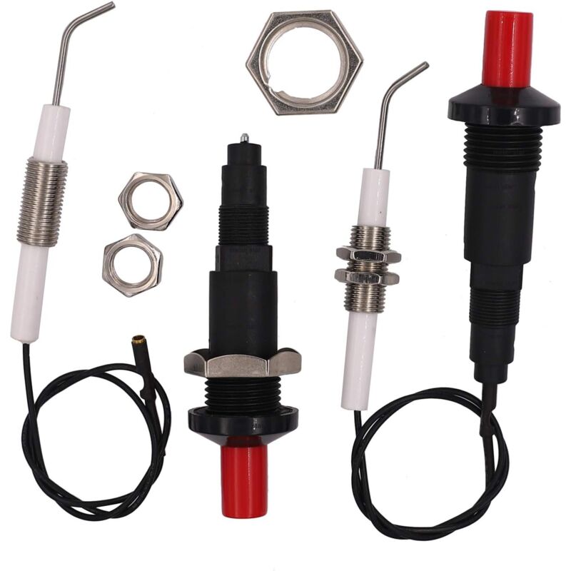 foto del prodotto dpzo set di 2 accenditori piezoelettrici per barbecue a gas con pulsante elettrodo ceramico filettato universale 30 cm