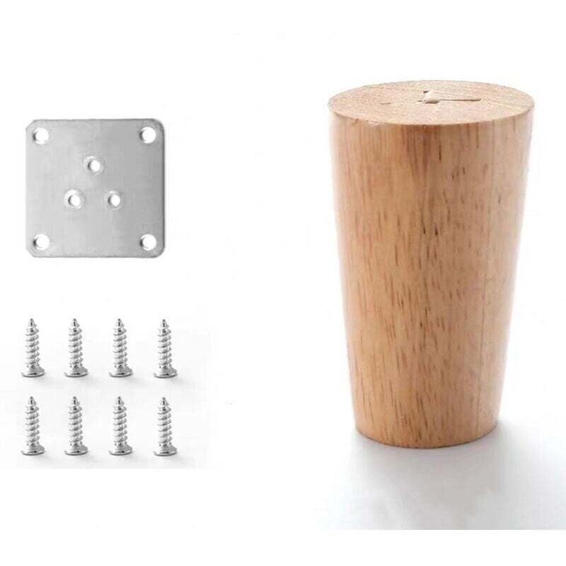 foto del prodotto dpzo set di 4 gambe in legno massello per divano, gambe per mobili per poltrona, comodino, armadio, cassetto altezza 8 cm 