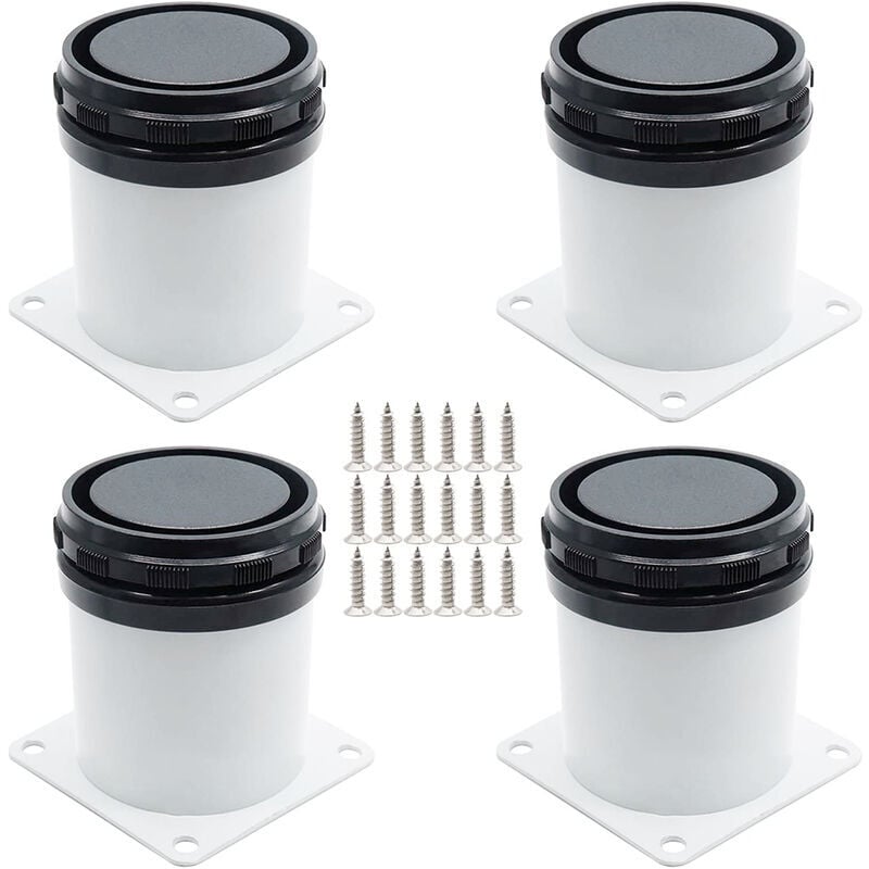 foto del prodotto dpzo set di 4 gambe regolabili per mobili in acciaio inossidabile con viti bianco, altezza 5 cm