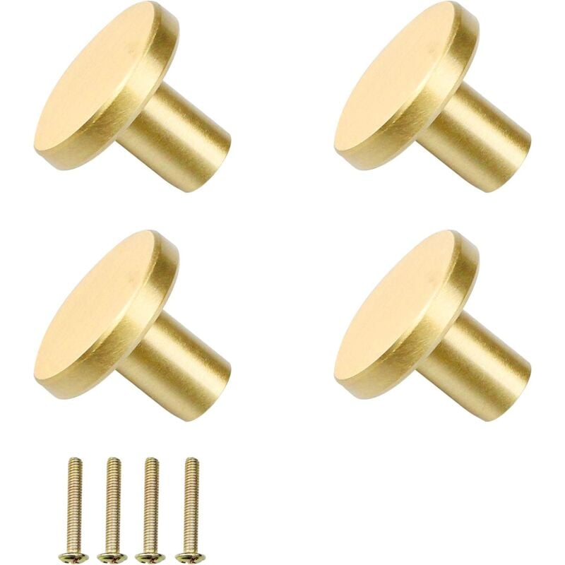 foto del prodotto dpzo set di 4 maniglie rotonde in ottone dorato 25 mm x 20 mm per cassetti, decorazioni per la casa e armadietti