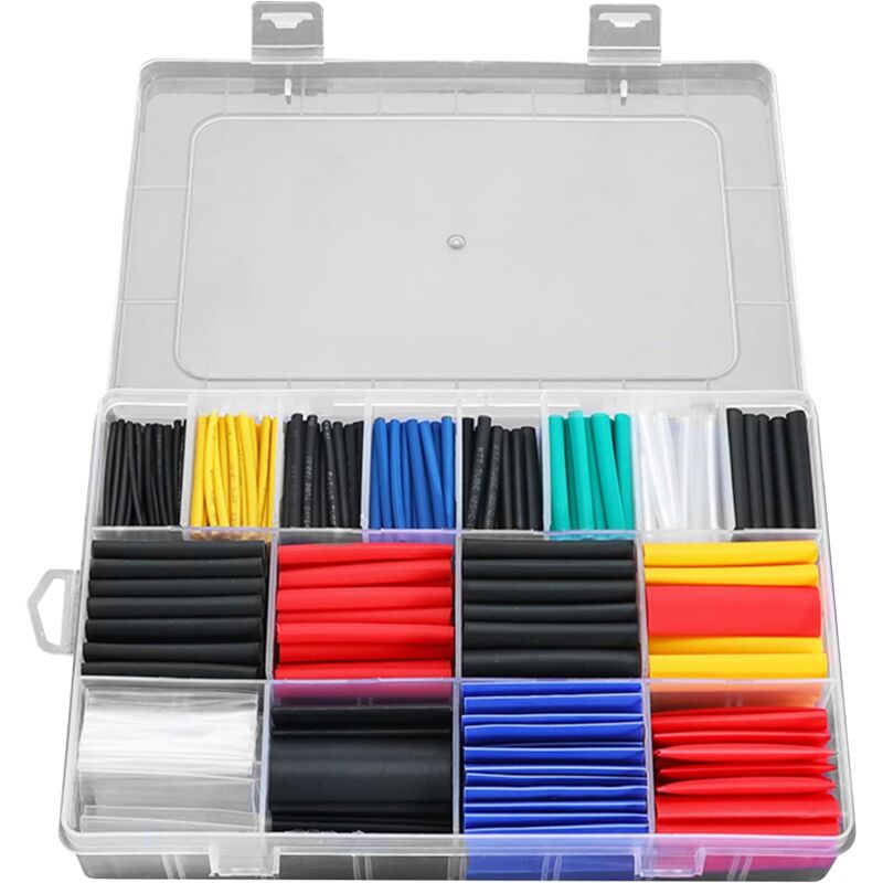 foto del prodotto dpzo set di 580 tubi termorestringenti 2 1, assortimento di tubi termorestringenti elettrici, tubi isolanti con scatola per cavi, set di strumenti