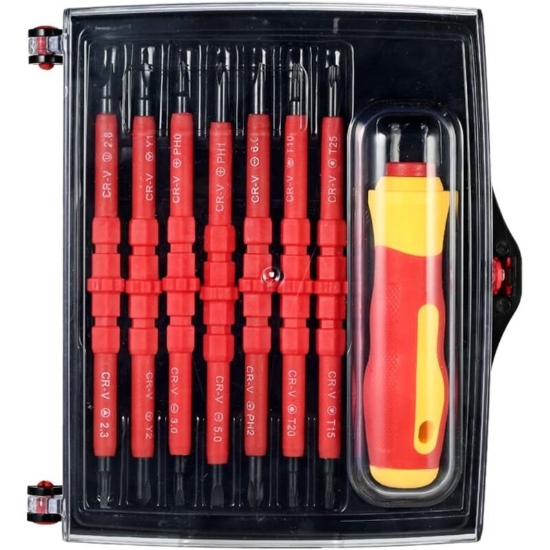 foto del prodotto dpzo set di cacciaviti isolati intercambiabili 7 in 1 da 1000 v, kit di strumenti di riparazione con punte a croce e a taglio