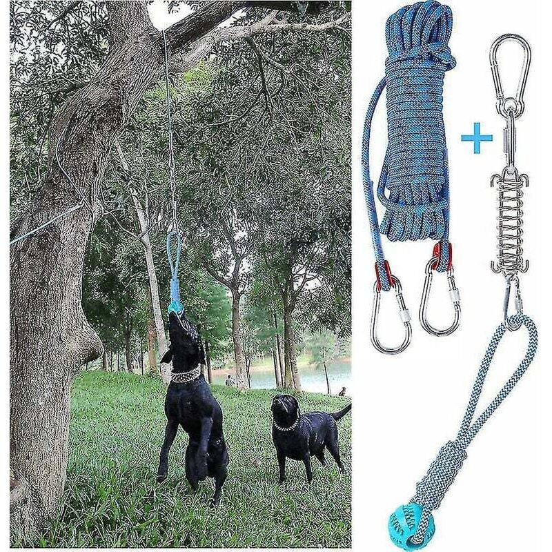 foto del prodotto dpzo set di giocattoli a molla per cani ruikalucky, da appendere all esterno, con corda di cotone e denti di cane.