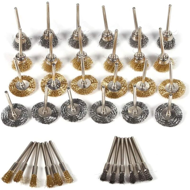 foto del prodotto dpzo set di spazzole per trapano in ottone da 336 pezzi, kit completo di spazzole metalliche per lucidatura