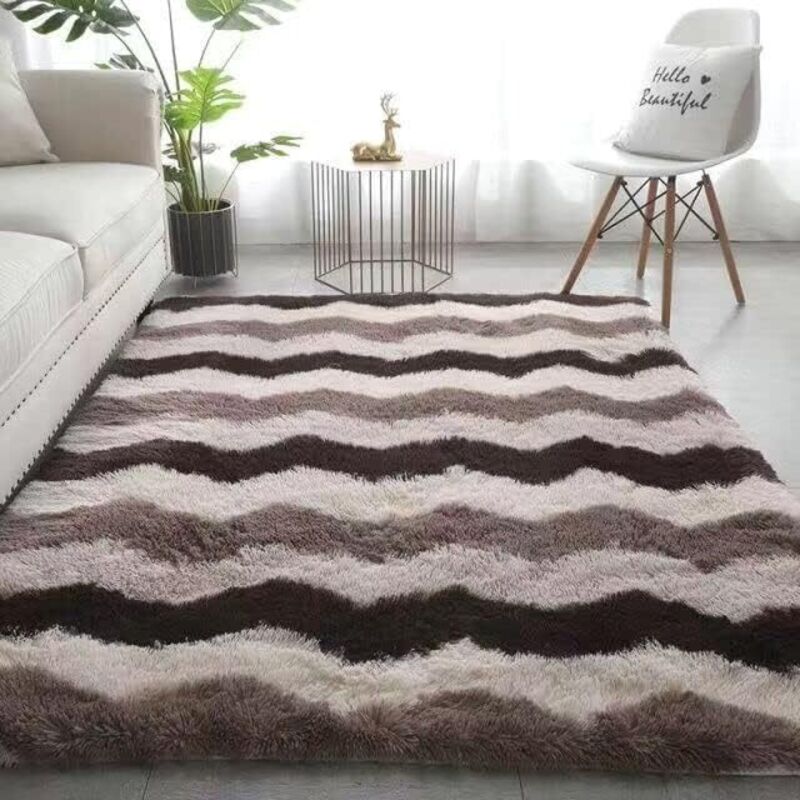 foto del prodotto dpzo - shaggy tappeto lavabile per soggiorno, moderni tappeti antiscivolo per interni lunghi e soffici, tappeti lunghi e morbidi per soggiorno camera da letto corridoio, onde marroni - 160x200 cm