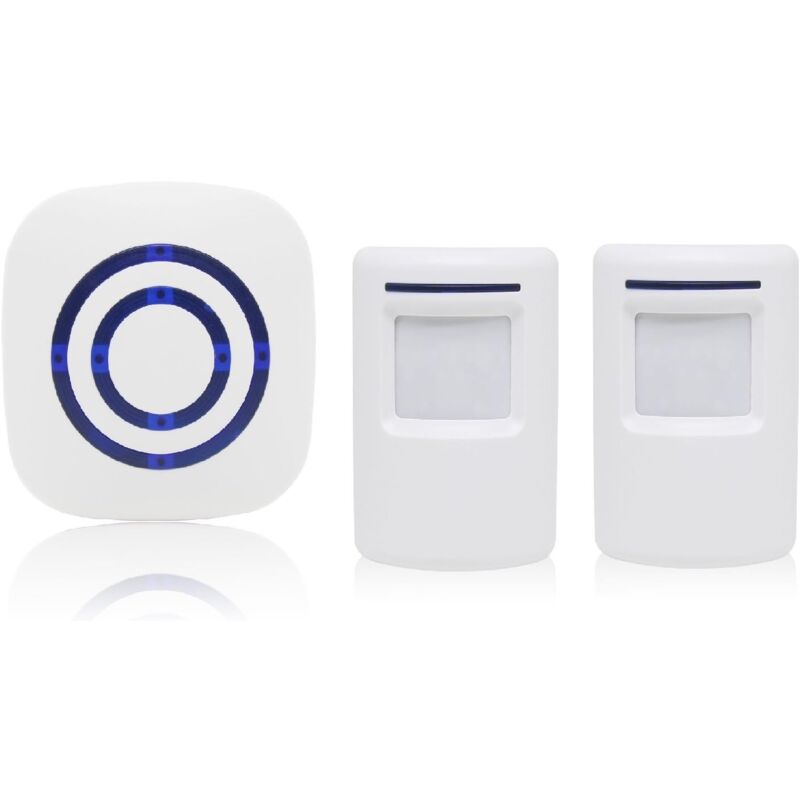 foto del prodotto dpzo sistema di allarme wireless per campanello passaggio con rilevatore di movimento accesso, 38 toni, portata fino a 100 m, bianco