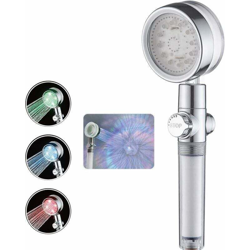 foto del prodotto dpzo soffione doccia a led con luce a 7 colori che cambia automaticamente, soffione doccia ad alta pressione a risparmio idrico, senza batterie