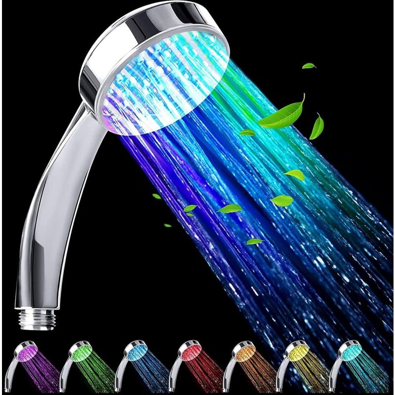 foto del prodotto dpzo soffione doccia a led, soffione doccia a pioggia, soffione doccia che cambia colore, senza alimentazione, soffione doccia cromato universale a
