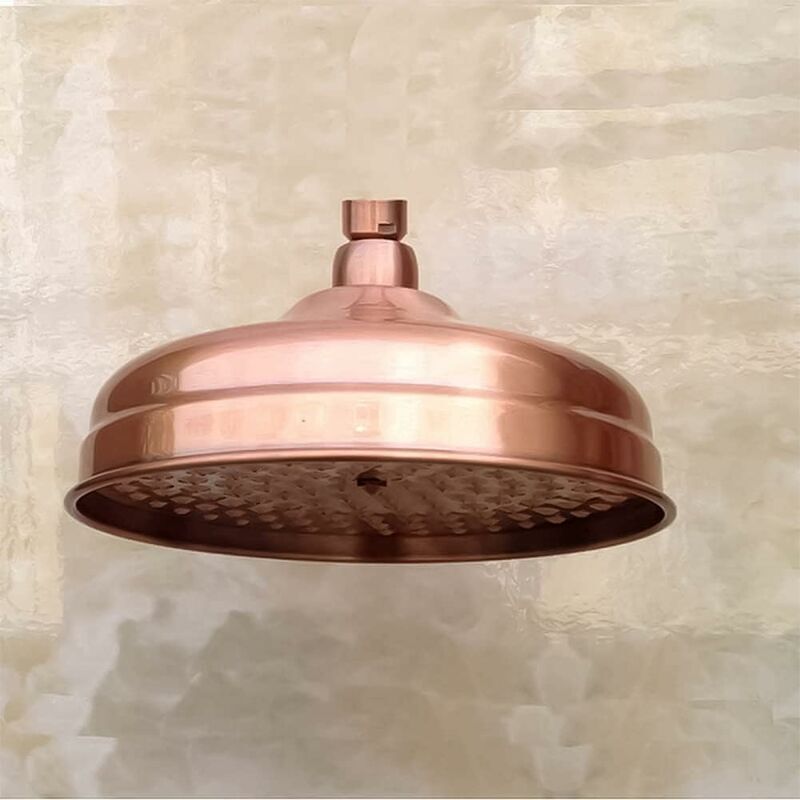 foto del prodotto dpzo soffione doccia in rame, diametro 20 cm 8 pollici , soffione doccia fisso ad alta pressione con angolazione regolabile, soffione doccia a