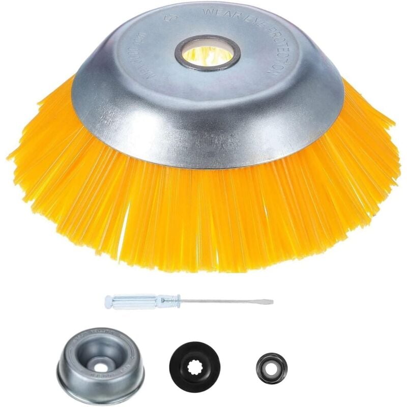 foto del prodotto dpzo spazzola universale per decespugliatore. spazzola rotonda per erbacce da 150 x 25,4 mm per rimuovere le erbacce, testina rotante con ruota in