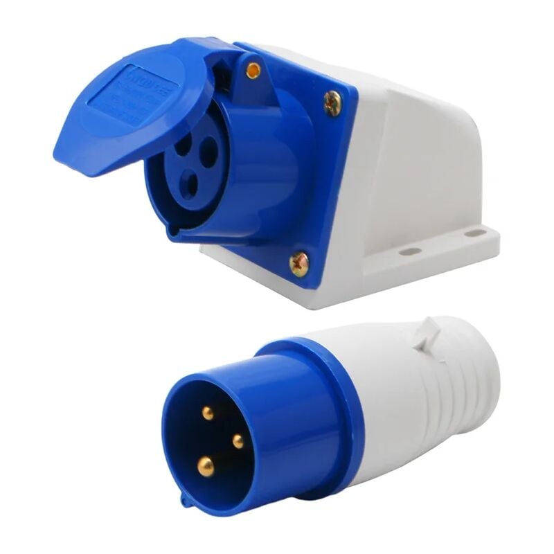 foto del prodotto dpzo spina industriale impermeabile ip44 2p e 3 fasi 16a 16 amp 3 pin 220 250v adatta per camper, roulotte, camper