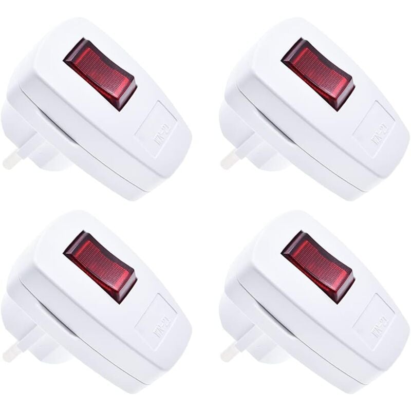 foto del prodotto dpzo spina ip20 con interruttore, set di 4 spine di protezione, spina di protezione extra piatta 250 v 16 a , bianca