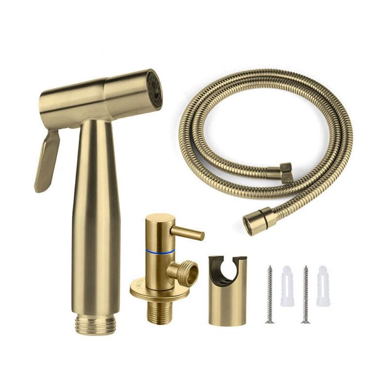 foto del prodotto dpzo spruzzatore per bidet in acciaio inossidabile, kit spruzzatore per bidet, spruzzatore per rubinetto oro 