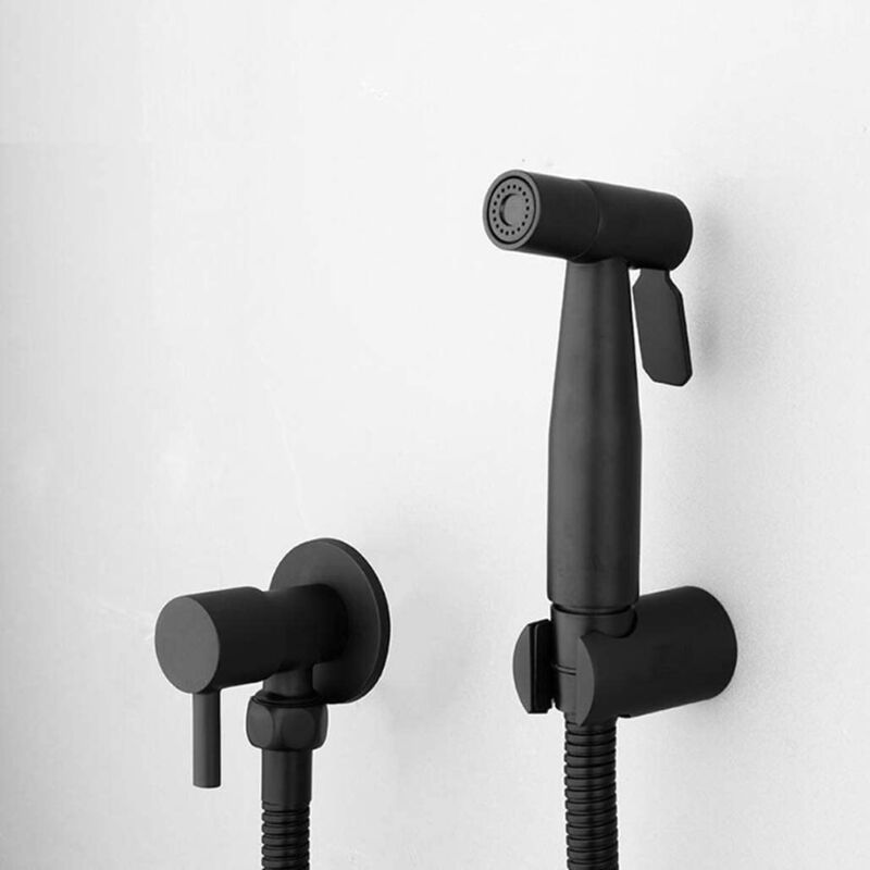 foto del prodotto dpzo spruzzatore per bidet portatile nero, rubinetto per wc in acciaio inossidabile, bagno con acqua fredda, kit spray