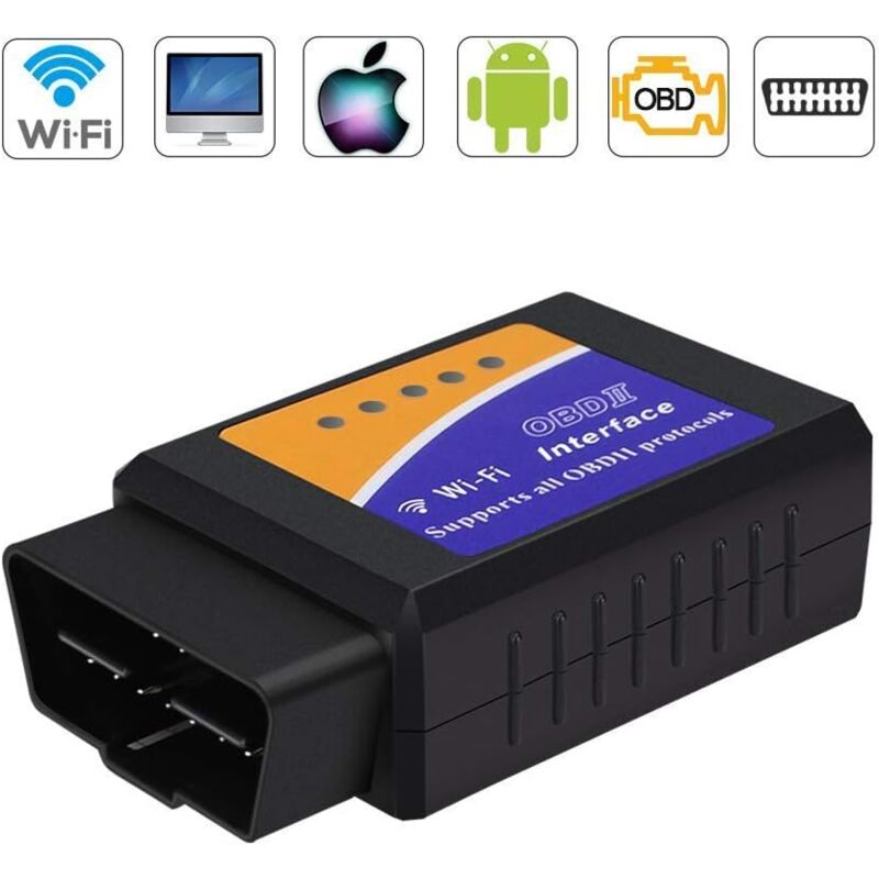 foto del prodotto dpzo strumento diagnostico obd2 wifi, strumento diagnostico obd2 per auto elm327, scanner diagnostico obd ii per tutti i veicoli, connettore