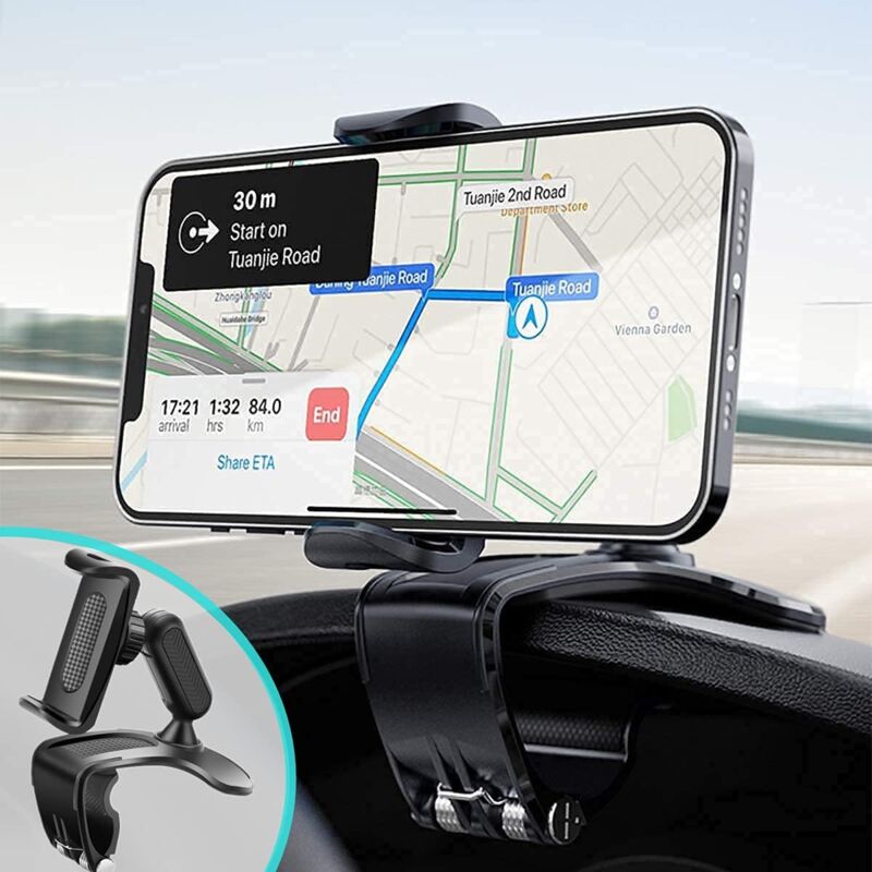 foto del prodotto dpzo supporto per telefono da auto, multifunzionale, per specchietto retrovisore con morsetto a molla regolabile a 360 , adatto per smartphone da 4
