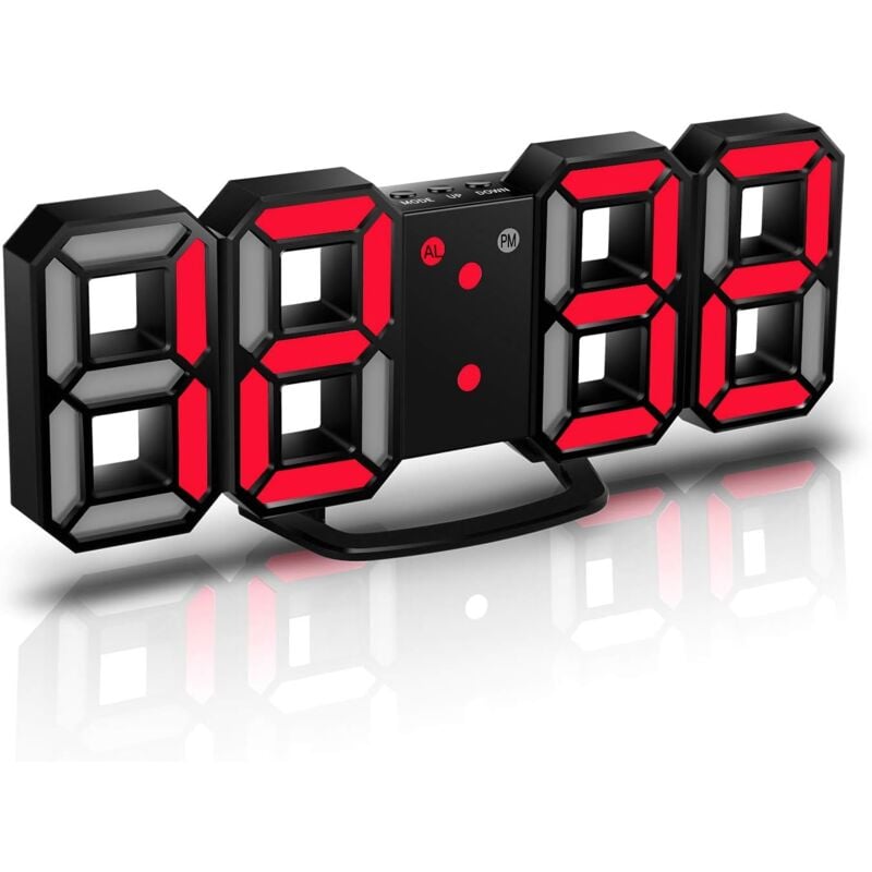 foto del prodotto dpzo sveglia digitale a led 3d, orologio da parete con 3 livelli di luminosit e funzione snooze, dimmerabile