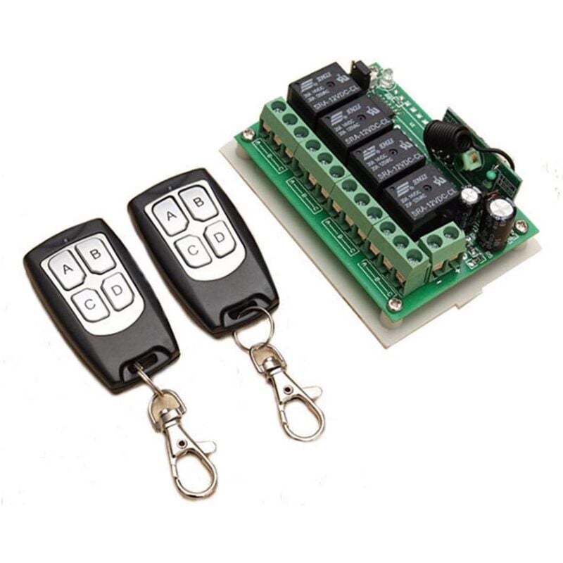 foto del prodotto dpzo telecomando a 4 canali 433 mhz dc 12 v, interruttore rel rf per garage e cancello