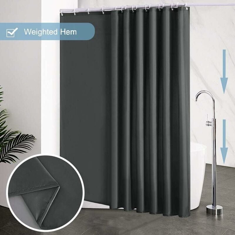 foto del prodotto dpzo tenda da doccia 240x200 cm, con 16 ganci, extra large, zavorrata, antimuffa, grigio scuro, impermeabile, tende da bagno grandi, tessuto in