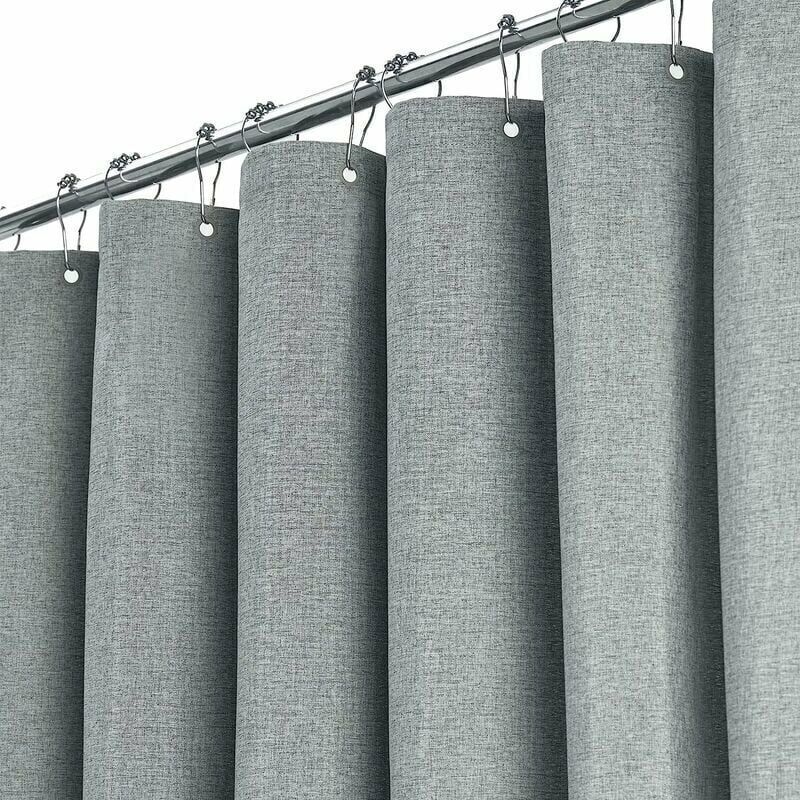 foto del prodotto dpzo tenda da doccia extra lunga 180 x 240 cm, grande tenda da doccia in tessuto testurizzato di lino con 12 ganci in plastica, classica tenda da