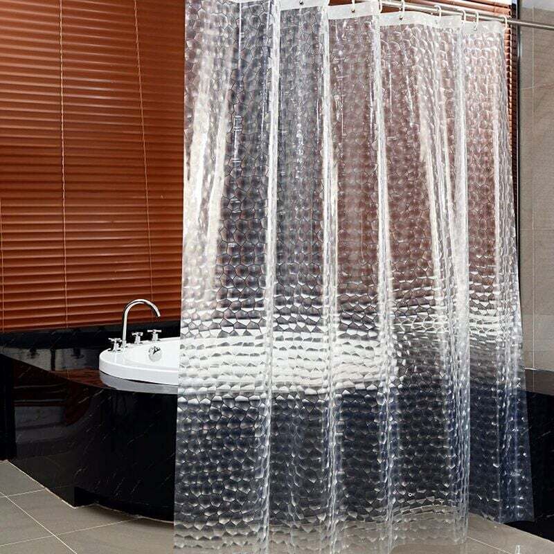 foto del prodotto dpzo tenda da doccia trasparente, 180x200 cm, tenda da doccia 3d in peva, antimuffa, antibatterica, impermeabile, lavabile, con 12 ganci ad anello