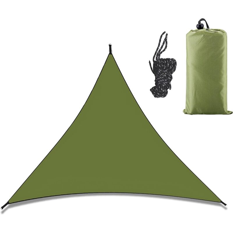 foto del prodotto dpzo tenda da sole triangolare impermeabile 3x3x3m, protezione solare antivento e uv per giardino, patio, balcone verde 