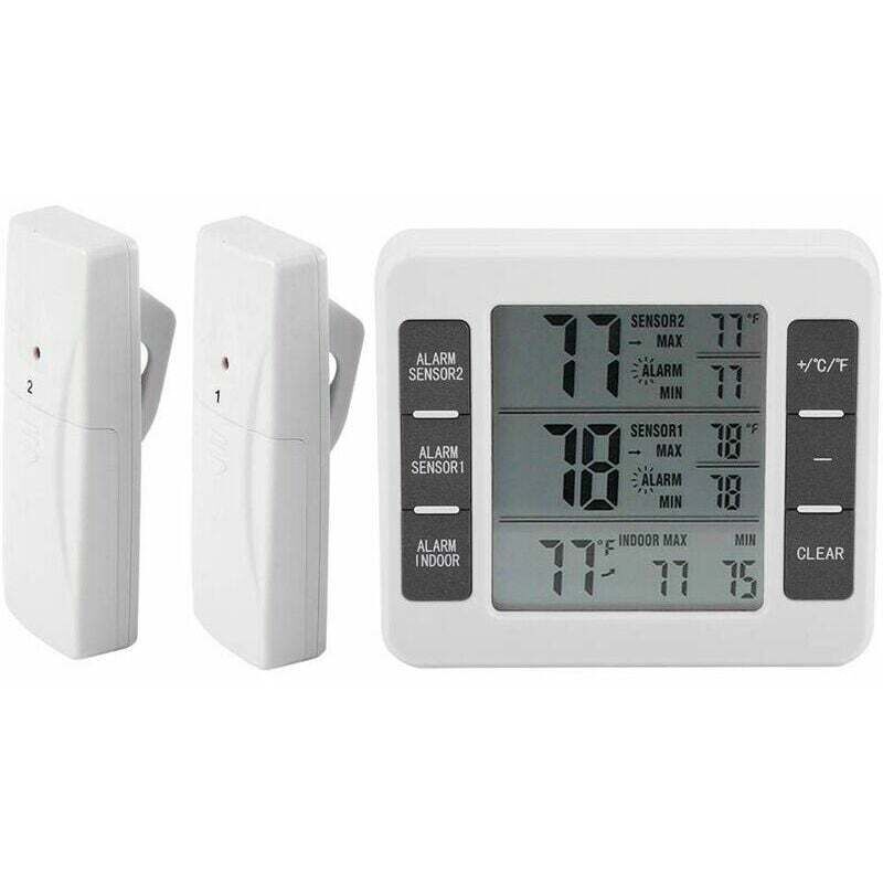 foto del prodotto dpzo termometro digitale per frigorifero e congelatore con allarme acustico e sensore wireless, display min max
