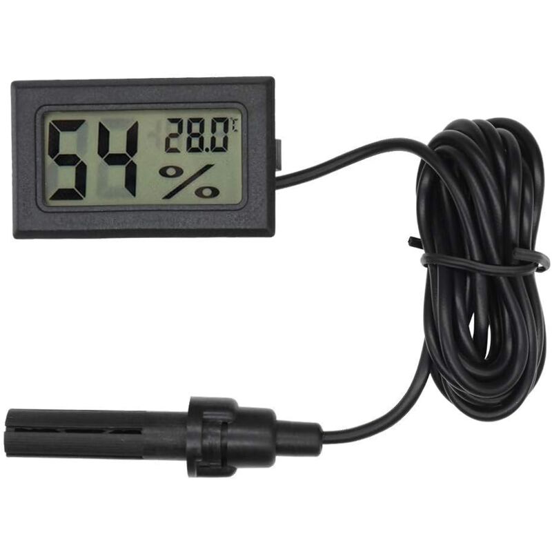 foto del prodotto dpzo termometro igrometro digitale, mini sonda per incubatrice, acquario, ufficio, nero, 4,8x2,8x1,5 cm