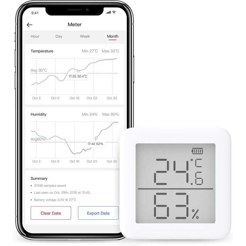 foto del prodotto dpzo termometro igrometro wireless, sensore di umidit e temperatura con avvisi, compatibile con alexa