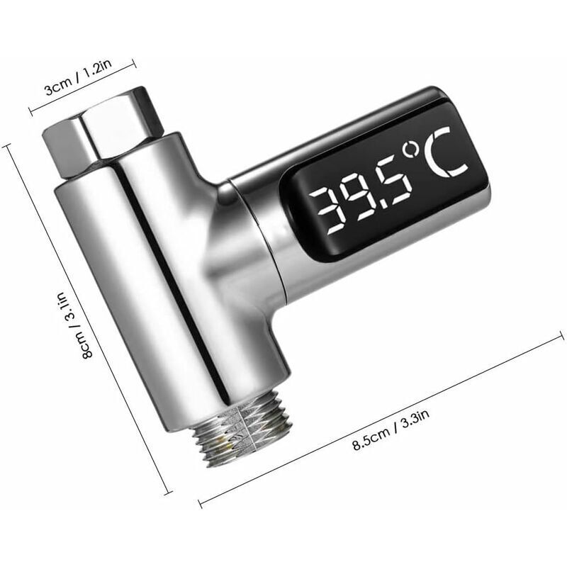 foto del prodotto dpzo termometro per doccia a led, termometro digitale phe 585 c, con termometro rotante a 360 , contatore dell acqua a led, termometro per doccia