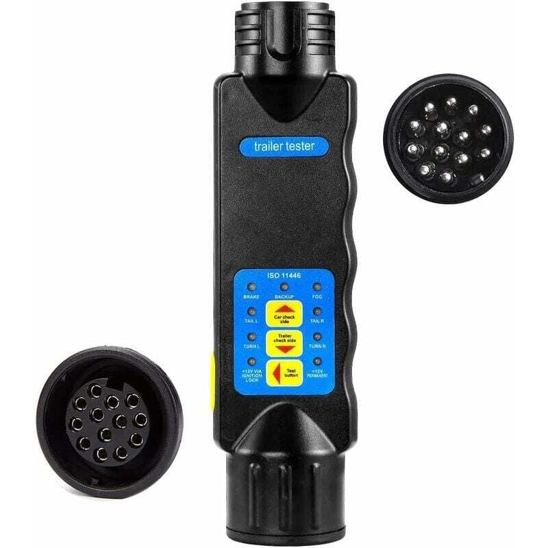 foto del prodotto dpzo tester per cablaggio gancio traino a 13 pin, tester per luci rimorchio e roulotte a 13 pin, tester per presa rimorchio a 13 pin da 12 v per