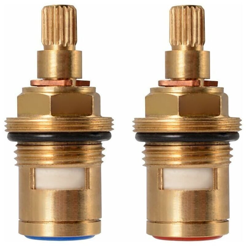 foto del prodotto dpzo testina a disco in ceramica, coppia di cartucce ceramiche di ricambio universali per rubinetto, 1 2 quarto di giro 20 tacche x 50 mm fdc