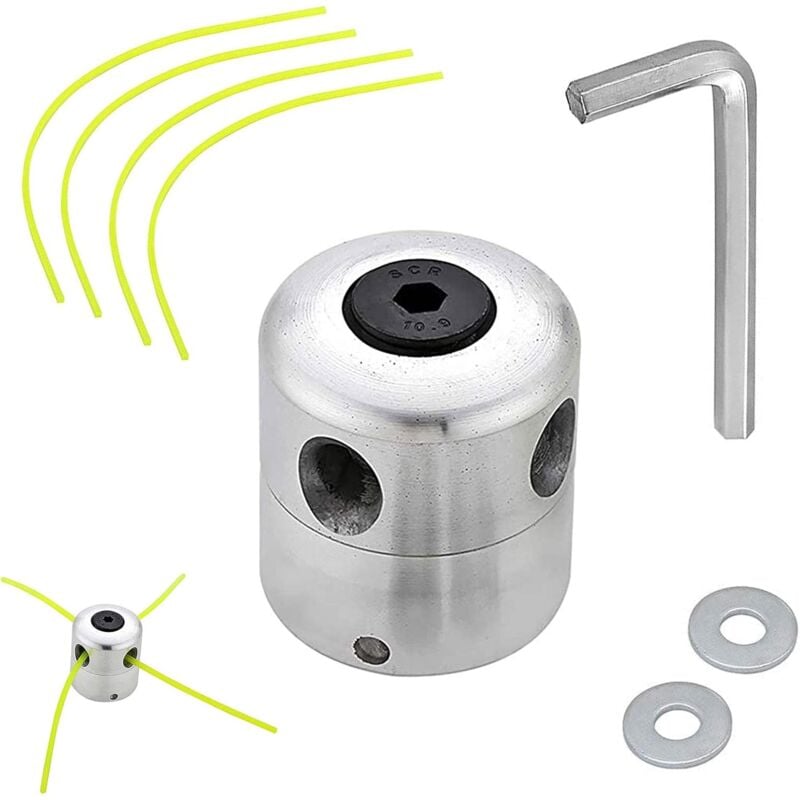 foto del prodotto dpzo testina universale in alluminio per decespugliatore con 4 bobine in nylon, testina a doppio filo per decespugliatore e trimmer