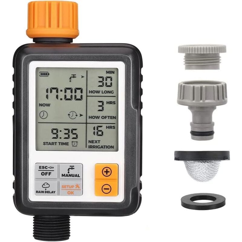 foto del prodotto dpzo timer di irrigazione automatico, timer impermeabile con schermo lcd per l irrigazione del giardino