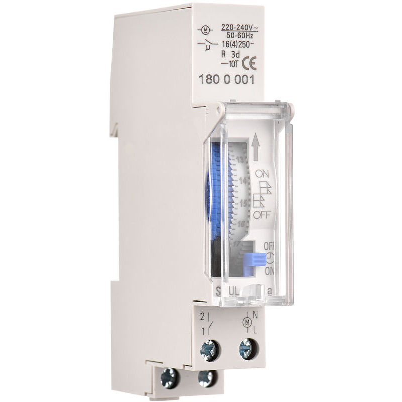 immagine 0 del prodotto dpzo timer meccanico 24 ore, timer minimo 15 minuti, montaggio su guida, batteria integrata, sul180a ac220 240v grigio sul180a ac220 240v grigio