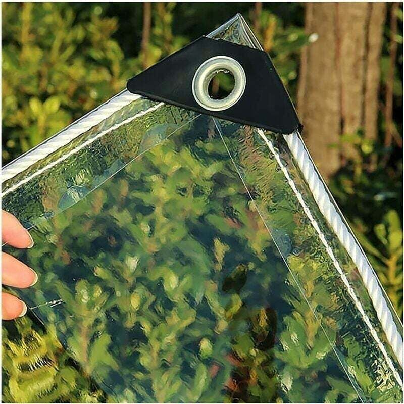 foto del prodotto dpzo trasparente con occhielli in pvc resistente per pergolato, patio, tetto, telo di copertura 360 g m , telone industriale, telone impermeabile