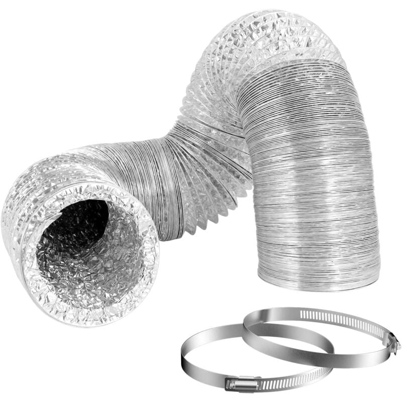 foto del prodotto dpzo tubo flessibile di scarico in alluminio, condotto di ventilazione, 4 pollici, lunghezza 2 m, kit di collegamento per asciugatrice da bagno,