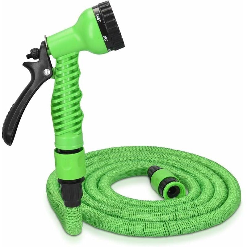 foto del prodotto dpzo tubo flessibile estensibile da 7,5 m con pistola a 7 funzioni tubo flessibile e retrattile per giardinaggio, prato, piante e fiori