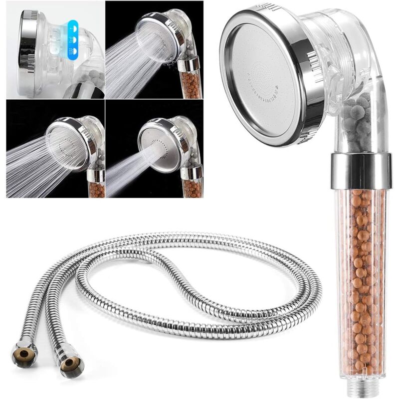 foto del prodotto dpzo tubo flessibile per doccia 2m, anticalcare, 3 modalit di risparmio idrico con filtraggio minerale