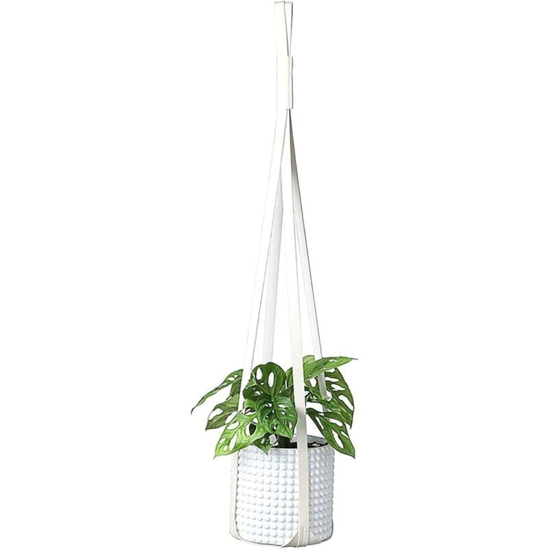 foto del prodotto dpzo vaso da fiori sospeso in pelle pu, decorazione da parete per interni ed esterni, bianco, porta piante