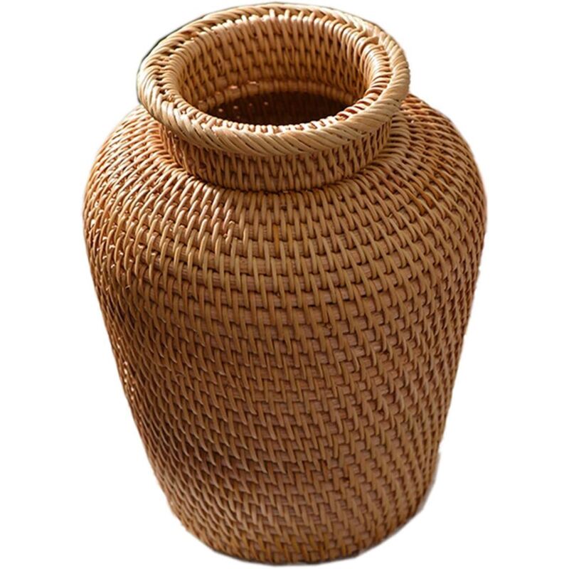 foto del prodotto dpzo vaso decorativo in vimini, vaso per fiori in stile country, fatto a mano, arredamento per la casa