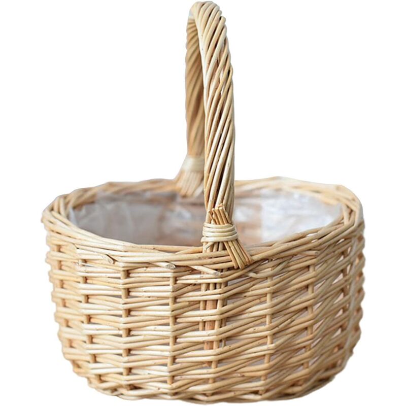 foto del prodotto dpzo vaso per piante in vimini, cestino portaoggetti intrecciato a mano, cestino per fiori per picnic
