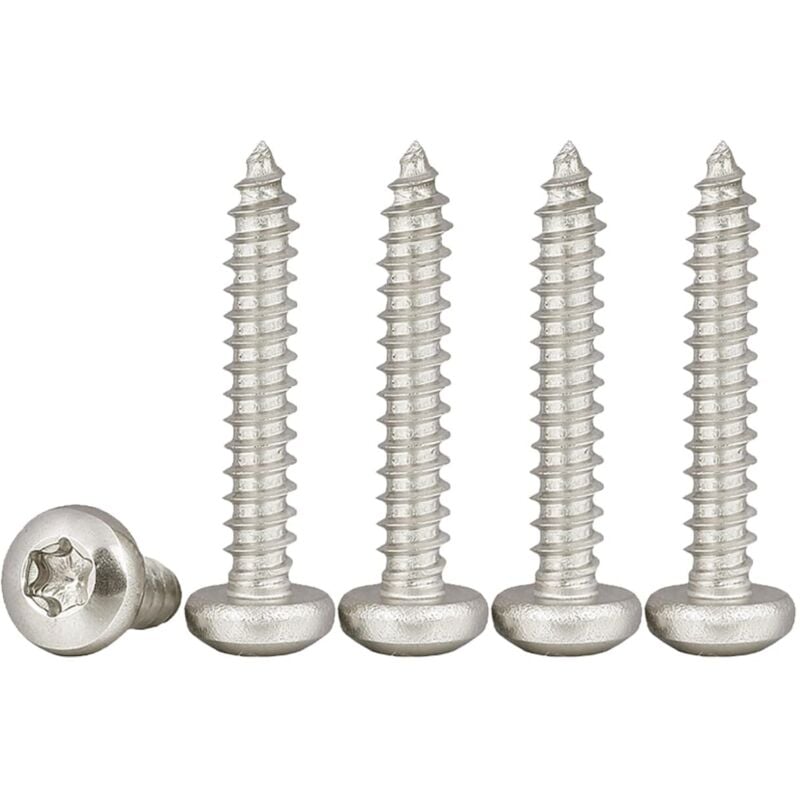 foto del prodotto dpzo - viti per legno m3x20mm 304 viti autofilettanti universali torx in acciaio inossidabile 100 pezzi viti per legno a testa tonda filettatura