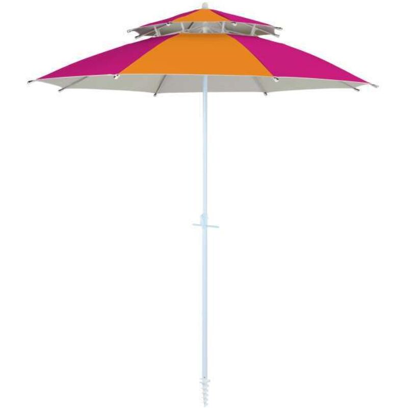 foto del prodotto dr. c. ombrellone da spiaggia antivento 240cm fucsia arancio con protezione uv50 