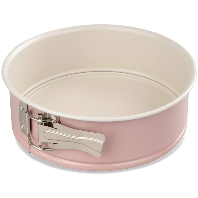 foto del prodotto dr oetker stampo tortiera apribile a cerniera 1 fondo 20x6,5cm in carbon steel con rivestimento ceramico bianco colore esterno rosa confetto