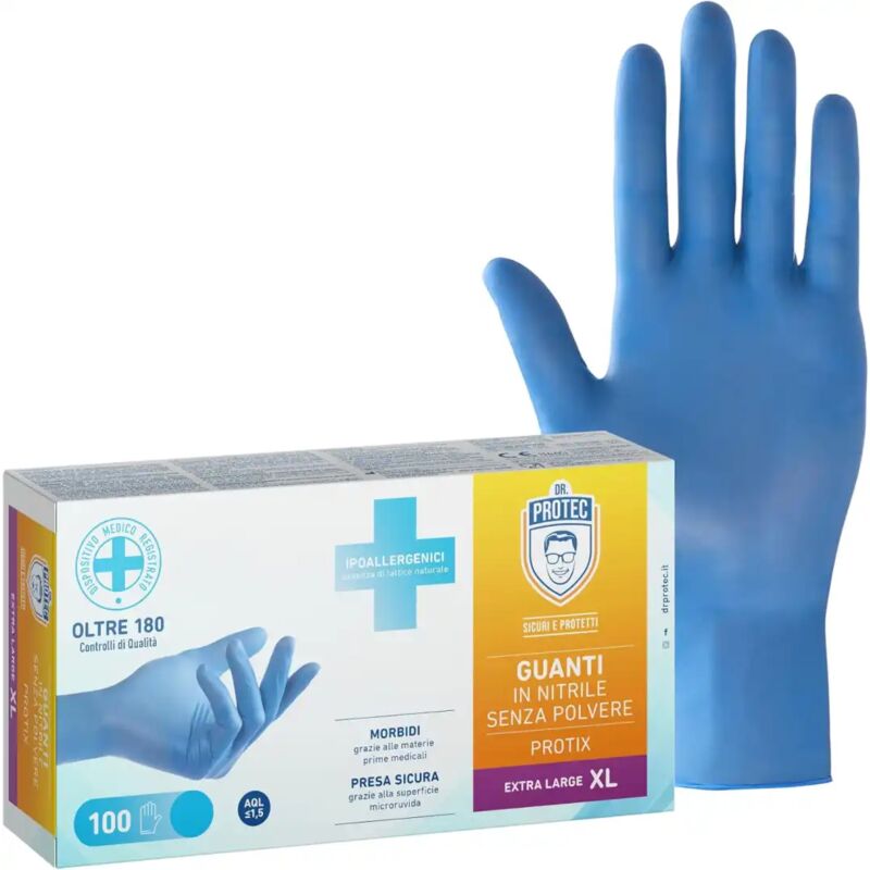 foto del prodotto dr. protec protix guanti in nitrile senza polvere xl, confezione 100 pezzi