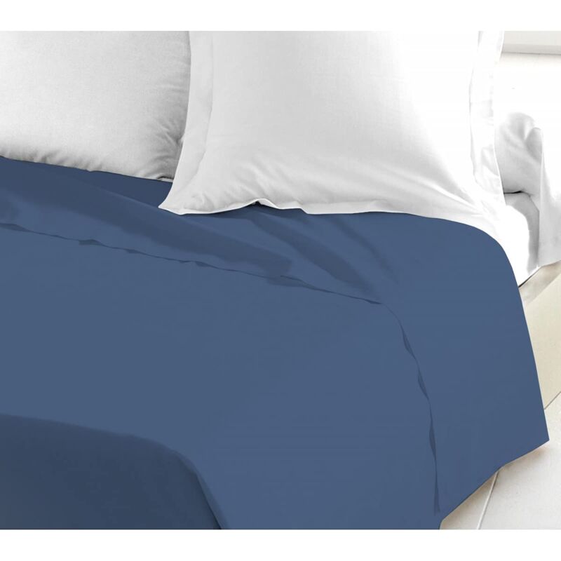 foto del prodotto drap plat, 100 coton 57 fils, bleu intense, 180x290 cm hp 62646 home linge passion