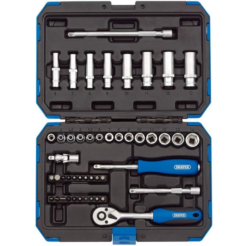 foto del prodotto draper 16355 set di prese metriche con attacco quadrato da 1 4 , colore blu nero