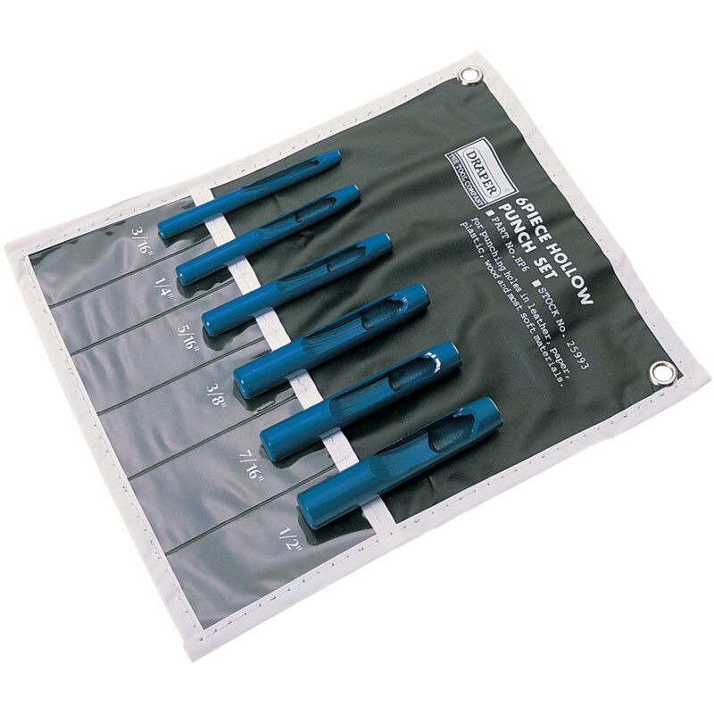 foto del prodotto draper 25993 set da 6 fustelle, 5 6 8 10 11 and 13 mm