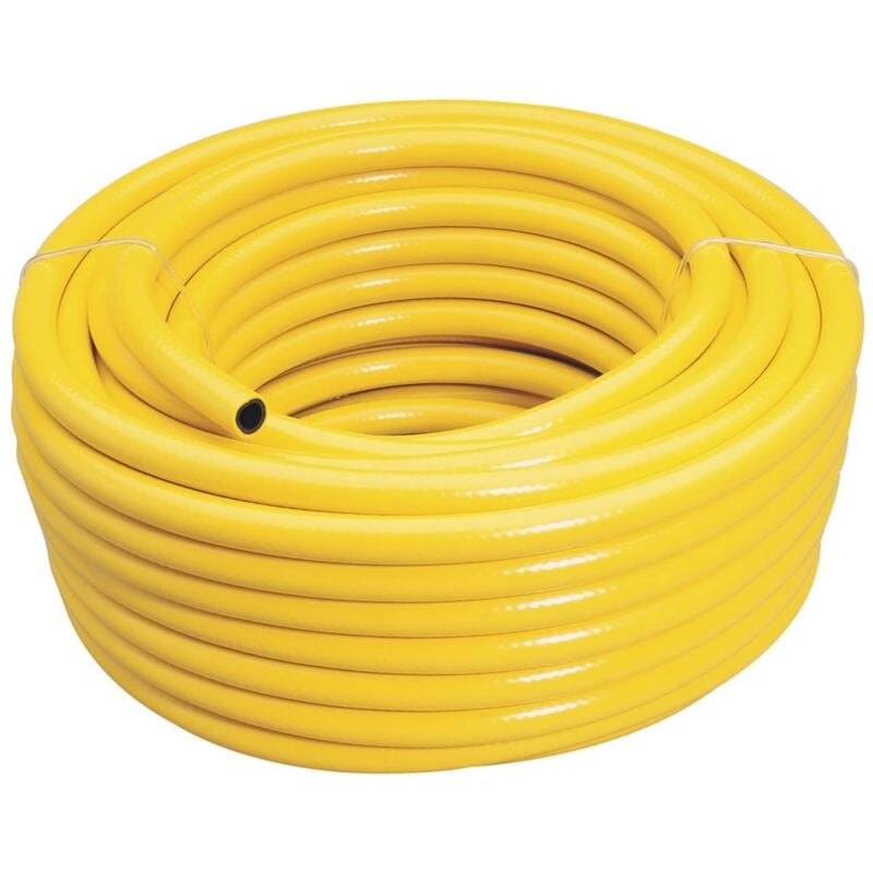foto del prodotto draper 56314 tubo per irrigazione rinforzato con foro da 12 mm, pvc, giallo, 30 m